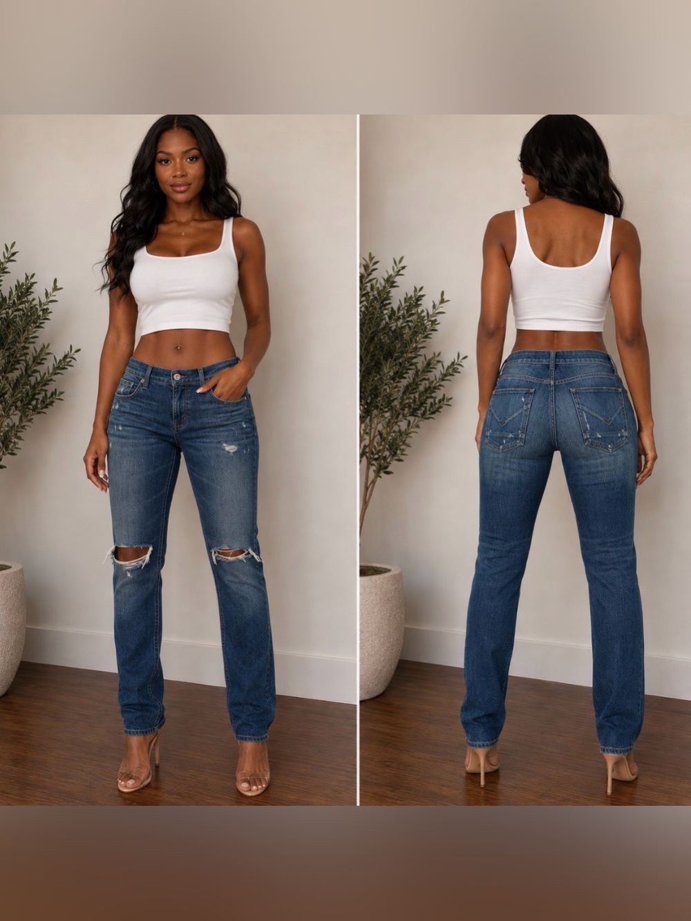 Hudson Jeans Women's Skinny Distressed Dark Blue Denim
